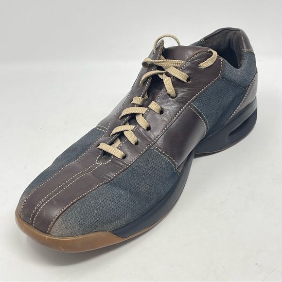 Cole Haan Shoes Mens 10 Gray Brown Leather Bicycle Toe Air Soles Oxford Sneaker - Picture 9 of 16